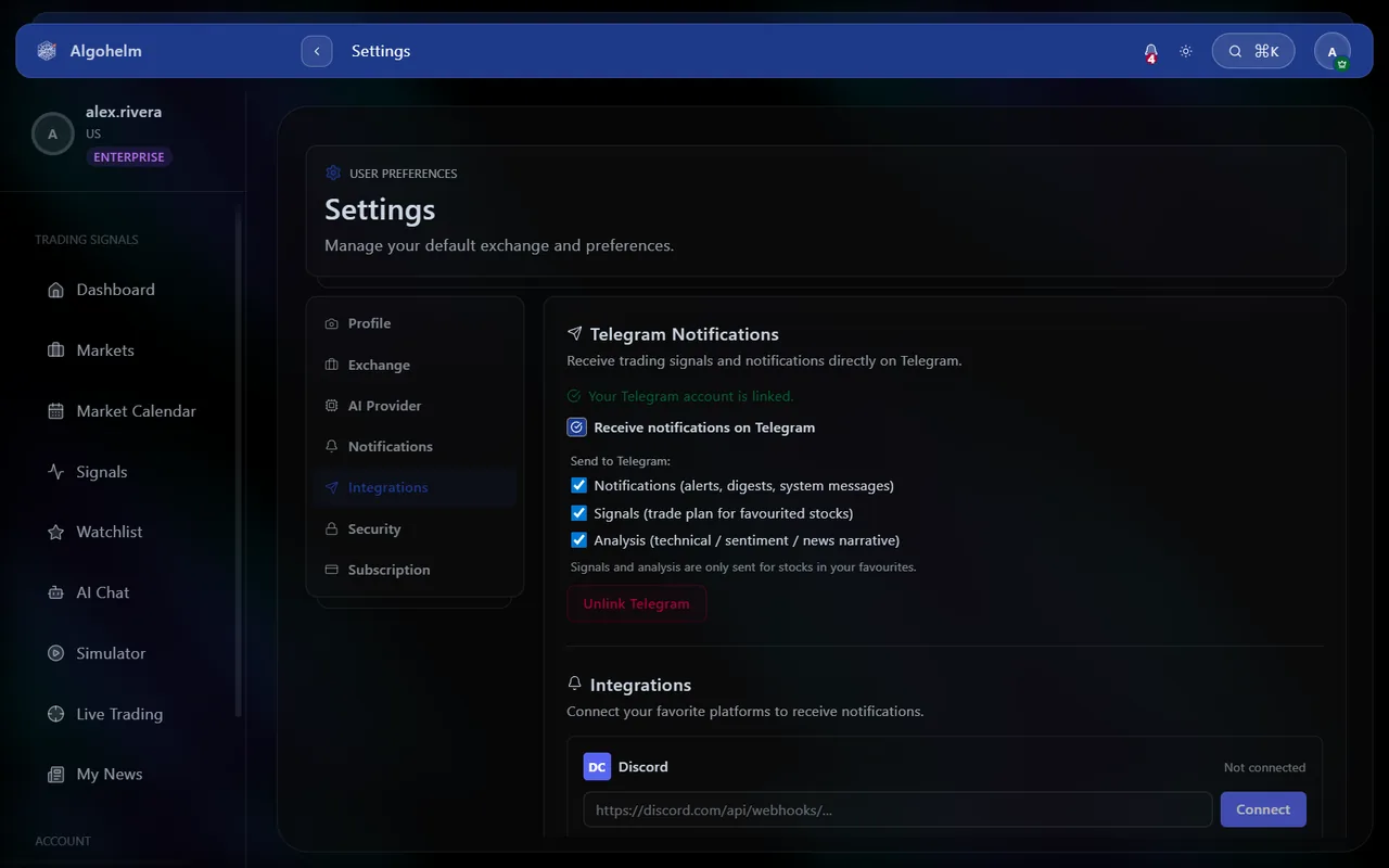 Settings & Integrations